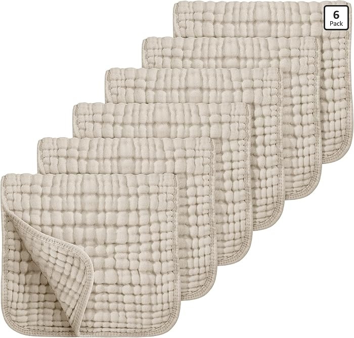 Looxii Muslin Burp Cloths 6 Pack - 20" x 10" - Ultra Soft & Absorbent, 6-Layer 100% Cotton for Sp... | Amazon (US)