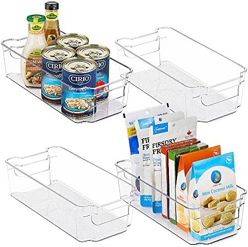 Refrigerator Organizer Bins, Vtopmart 4 Pack Medium Clear Plastic Food Storage Bin with Handle for F | Amazon (US)