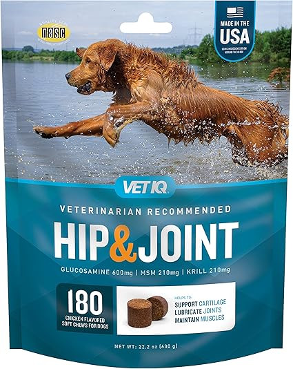 VetIQ Hip & Joint Supplement for Dogs, Anti Inflammatory Joint Support, Glucosamine, MSM, and Kri... | Amazon (US)