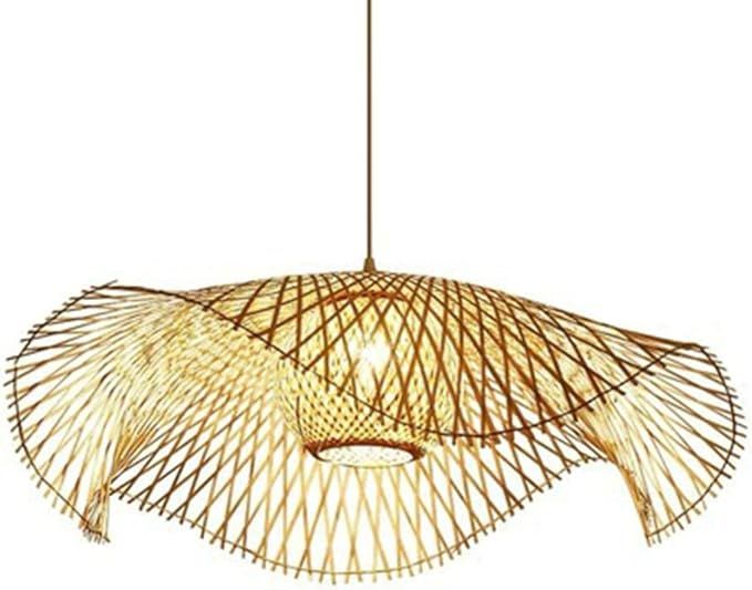 PARREN Unique Wicker Pendant Lamp Handmade Lamp Shade Vintage Style Bamboo Basket Ceiling Chandel... | Amazon (US)