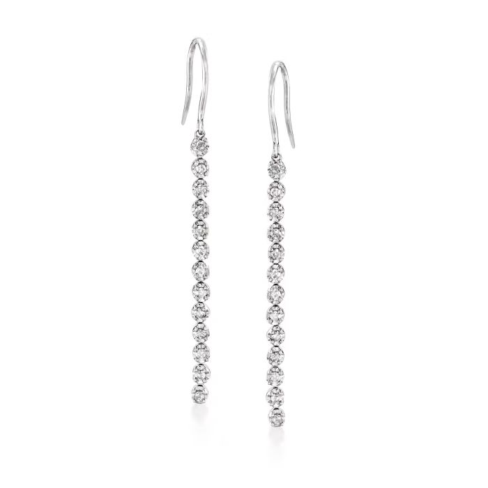 .50 ct. t.w. Diamond Linear Drop Earrings in Sterling Silver | Ross-Simons