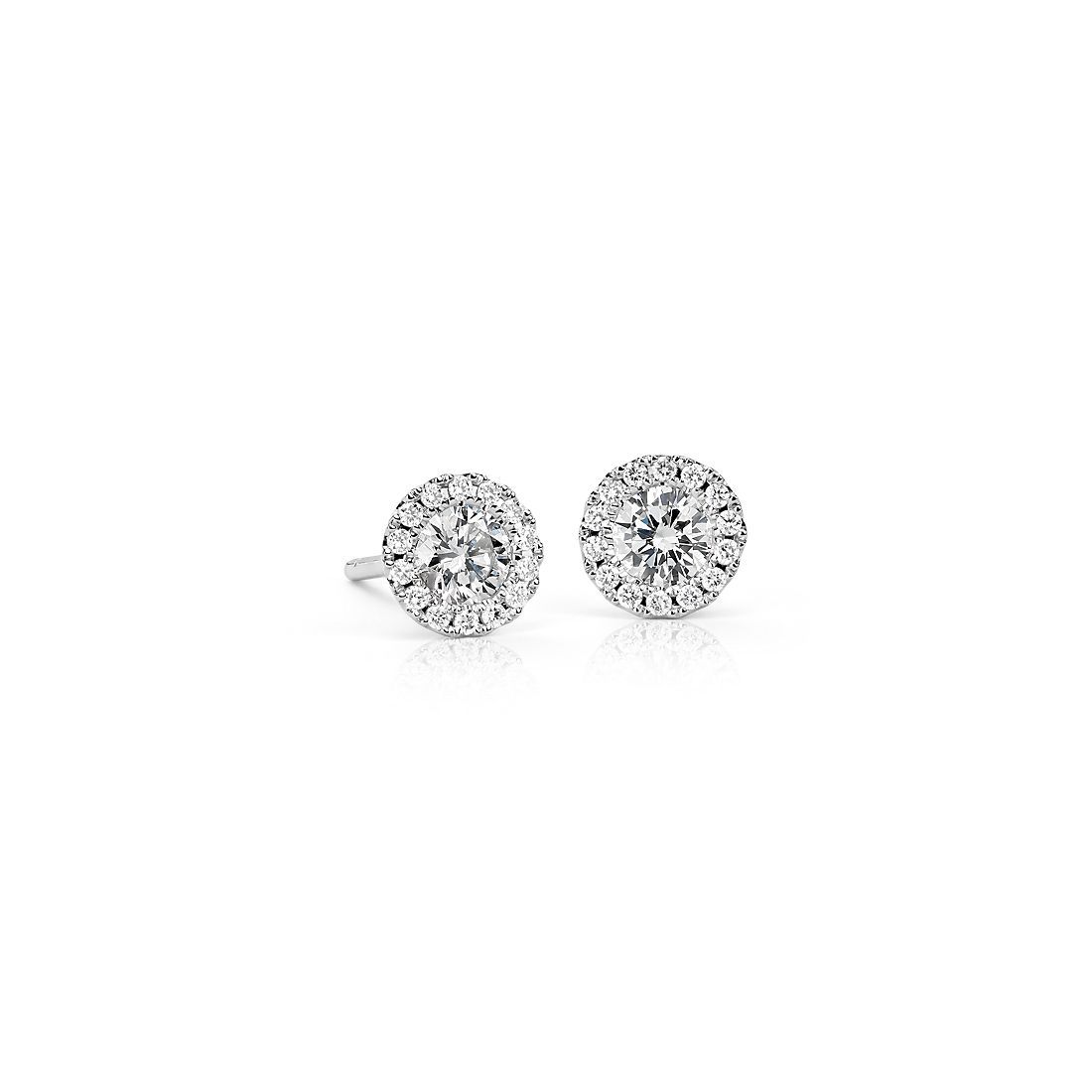 Martini Halo Diamond Stud Earrings in 14k White Gold (1/2 ct. tw.) | Blue Nile | Blue Nile