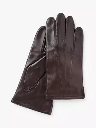 John Lewis Fleece Leather Gloves, Brown | John Lewis (UK)
