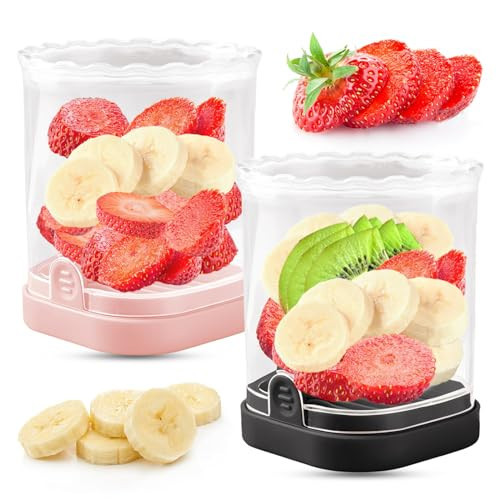Creative Strawberry & Fruit Slicer - Detachable Cutter with Push Plate (Black + Pink) | Amazon (US)