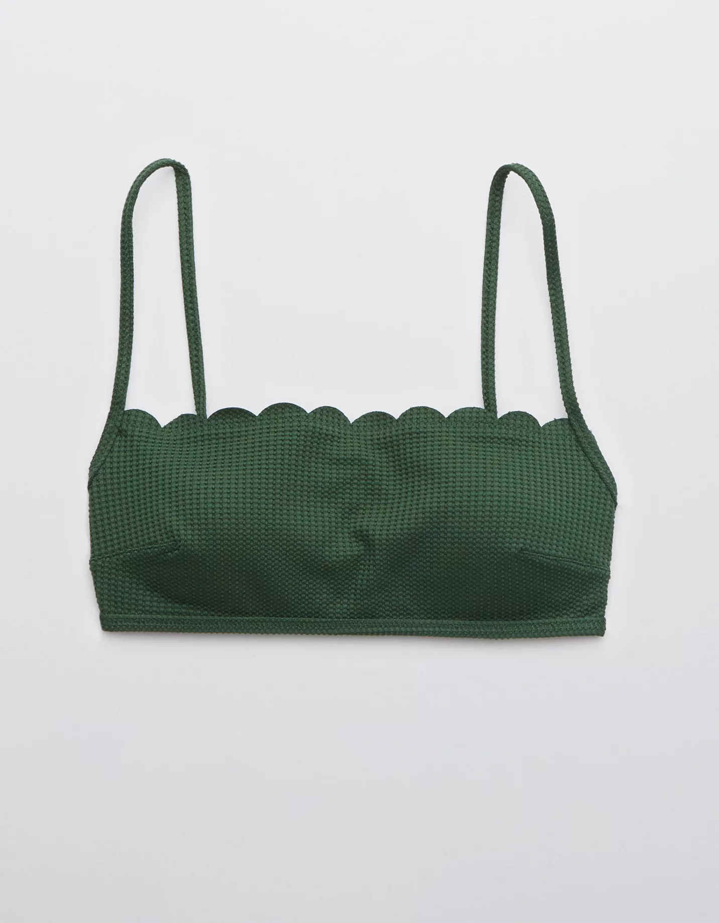 Aerie Waffle Scalloped Bandeau Bikini Top | American Eagle Outfitters (US & CA)