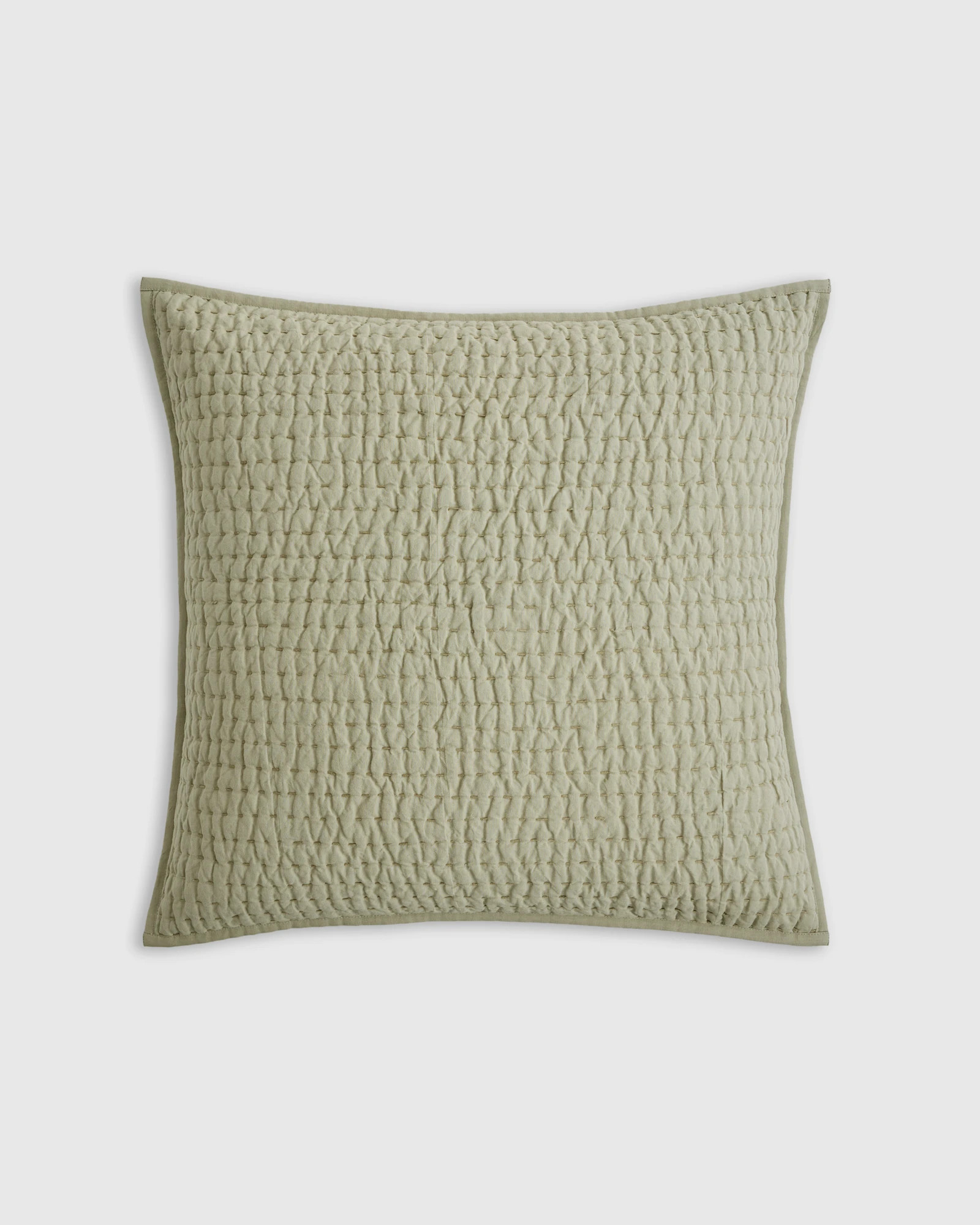 European linen cotton stitch Quilted Euro Sham in Willowleaf | Quince