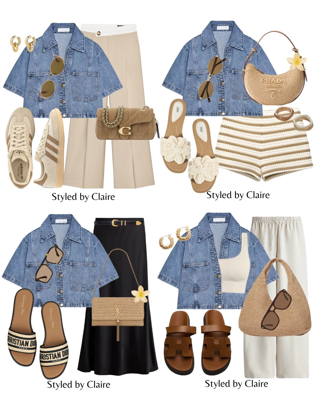 THAT denim shirt though❤️‍🔥
Tags: wide leg trousers neutral beige adidas samba suede coach bag sunglasses crochet shorts sandals raffia bag flower hair claw black satin skirt ysl Dior linen Steve Madden brown Hermes dupes fashion spring summer inspo outfit ideas capsule wardrobe city break Barcelona Ibiza Italy Paris#LTKspring

#LTKsummer #LTKstyletip