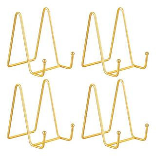 4 in. Display Stands Gold Plate Metal Frame Holder Stand for Photo Easel and Artistic Work Display Stand (4-Pack) | The Home Depot