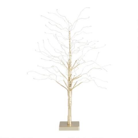 Gold Wispy Branched Micro LED Battery Operated Tree Decor | World Market