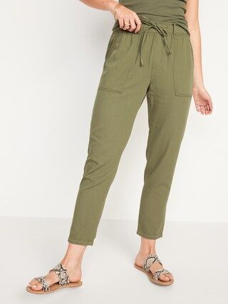 High-Waisted Textured-Twill Utility Ankle Pants for Women | Old Navy (US)