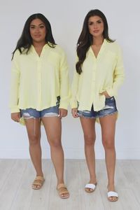 Let Me Adore You Yellow Button Front Gauze Blouse | Pink Lily