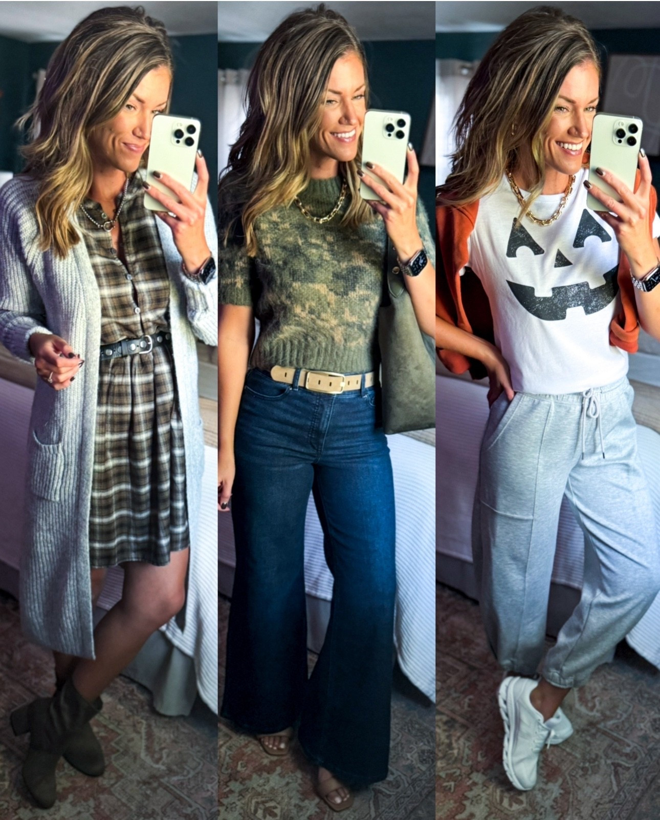 #walmartpartner 
Walmart new arrivals are 👏👏👏
Dress/small 
Cardigan/ medium 
Sweater/ medium (runs small)
Jeans/ 8
Tee/small
Sweatpants/ small
#walmartfashion @walmartfashion

#LTKSeasonal #LTKStyleTip