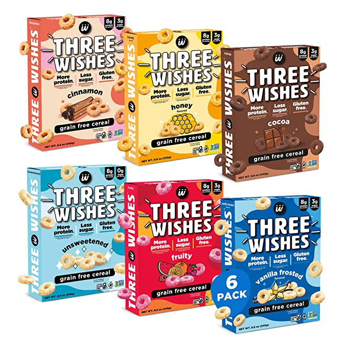 Protein and Gluten-Free Breakfast Cereal by Three Wishes - Variety Pack, 6 Pack - High Protein an... | Amazon (US)