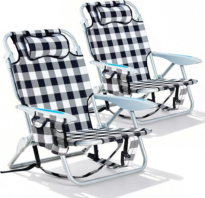 2 Pack Lightweight Portable Camping Beach Chair for Adults, Outdoor Lay Flat Folding Beach Chairs... | Amazon (US)