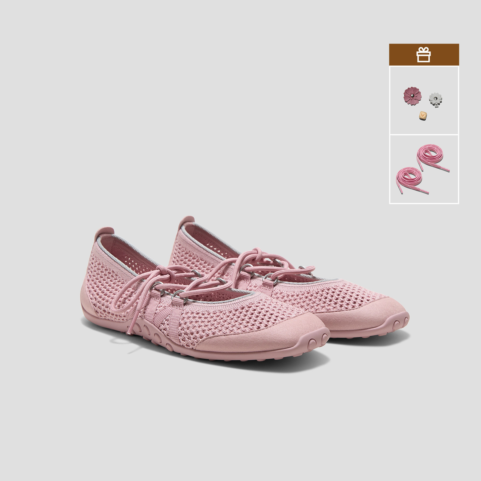 VIVAIA Square-Toe Hybrid Mary Janes (Cecily)|DUSTY PINK MESH|US 10.5 | VIVAIA