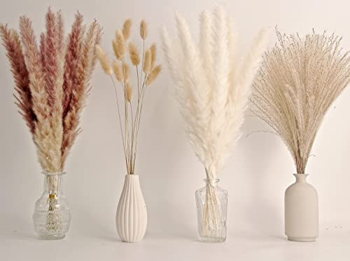 65PCS Pampas Grass Decor, Including pompas Floral, Reed Dried Grass and Bunny Tails Dried Flowers, Natural Dried Pampas Grass Bouquet for Boho Decor Wedding, Home Decoration | Amazon (US)