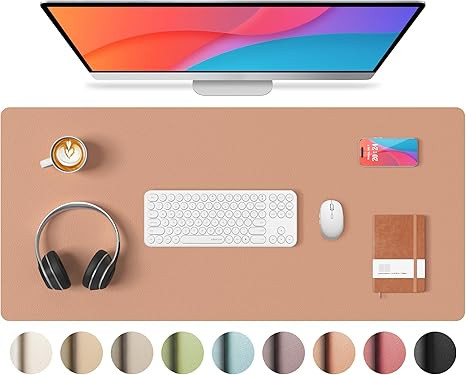 Leather Desk Pad Protector, Long Mouse Pad, Non-Slip Computer Mat for Desk, PU Leather Office Des... | Amazon (US)