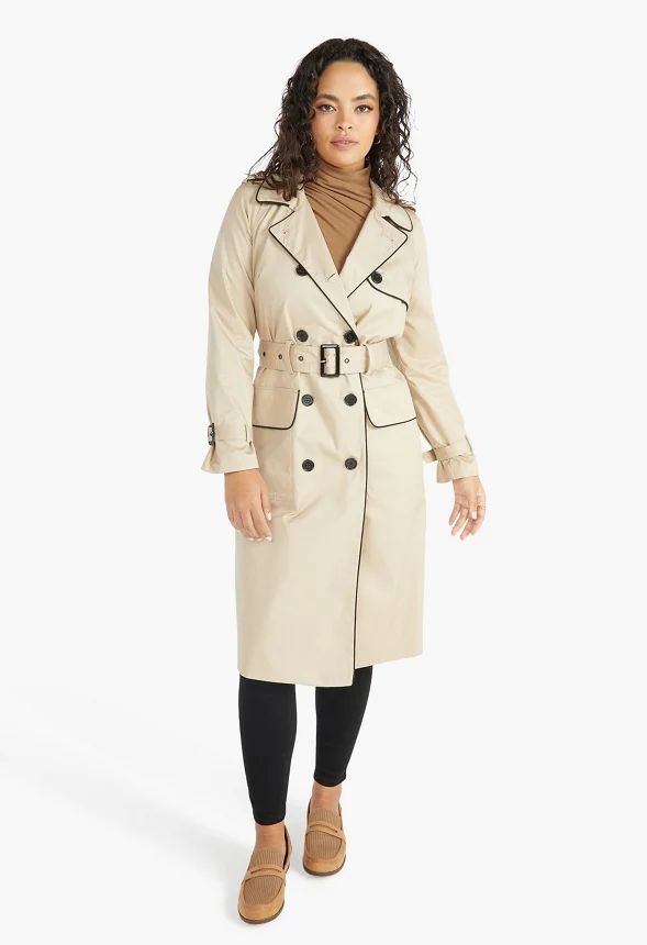 Trench Coat With Contrast Piping | JustFab