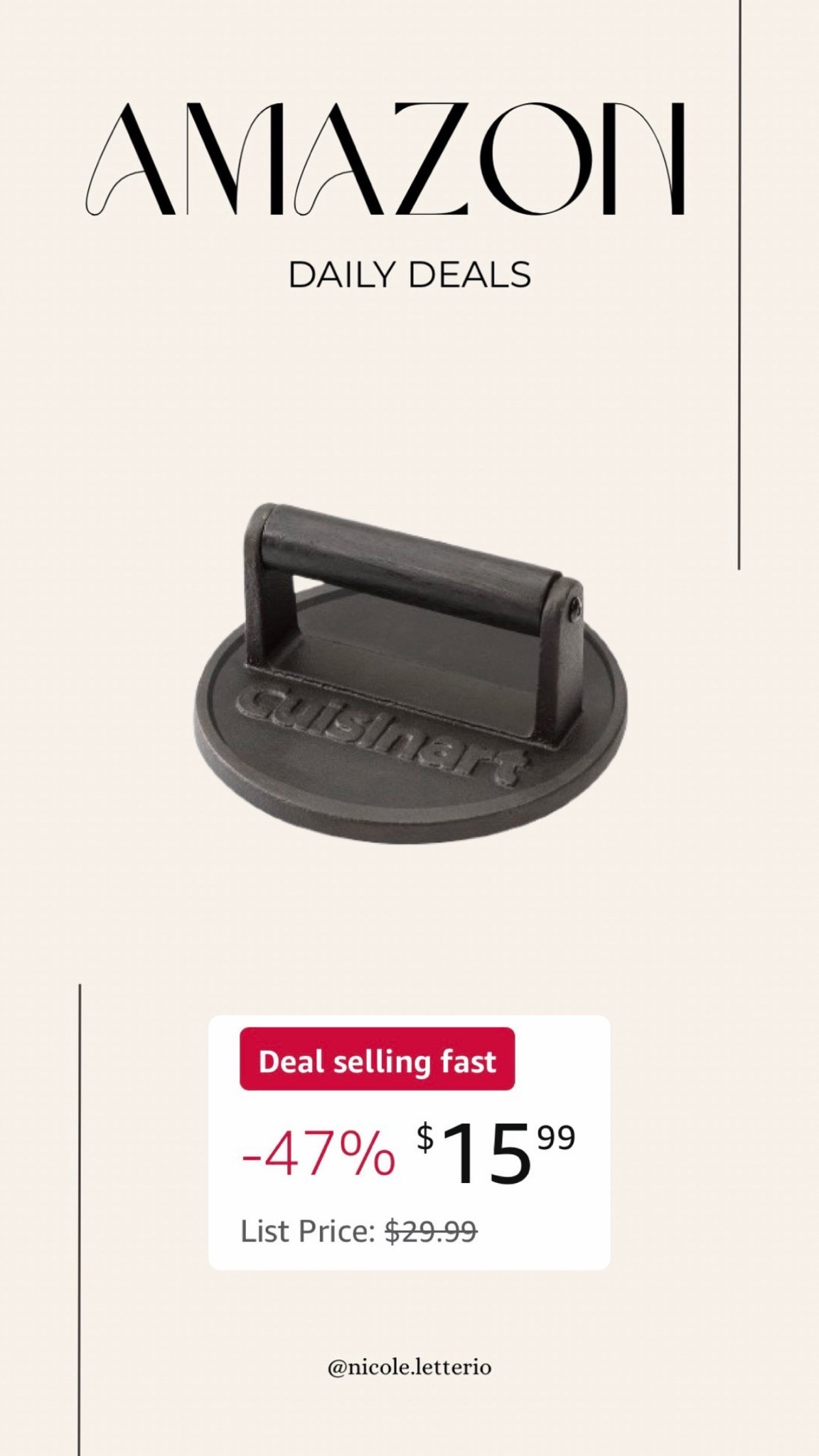 Cuisinart Smash Burger Press, Cast Iron, Heat Resistant Handle on sale!! Perfect for summer BBQ smash burgers

#LTKhome #LTKsale #LTKsummer