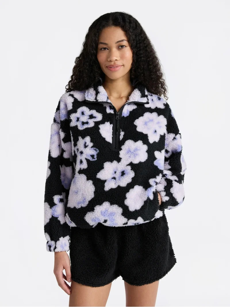 No Boundaries Plush Half-Zip Pullover, Women's | Walmart (US)