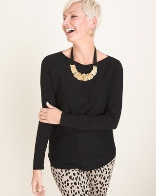 Bateau-Neck Shirttail-Hem Pullover Sweater | Chico's