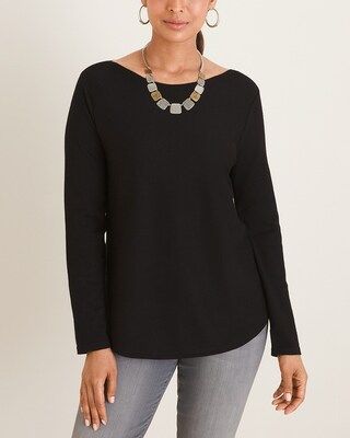 Bateau-Neck Shirttail-Hem Pullover Sweater | Chico's