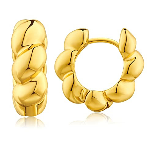HESSAWELL Gold Hoop Earrings for Women Twisted Round Hoop Earrings for Jewelry Gift | Amazon (US)