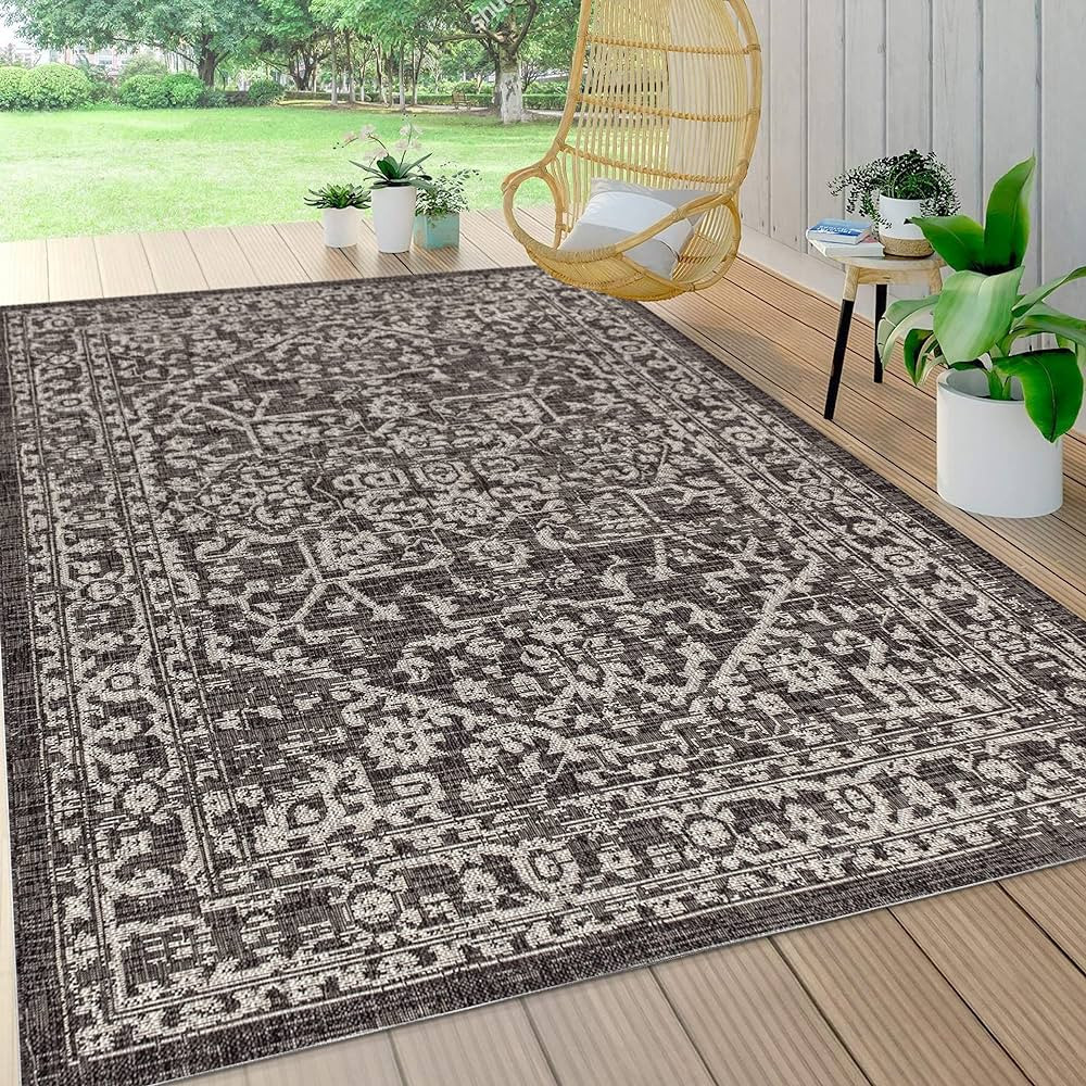 JONATHAN Y SMB104C-8 Malta Bohemian Medallion Textured Weave Indoor Outdoor Area -Rug, Coastal, T... | Amazon (US)
