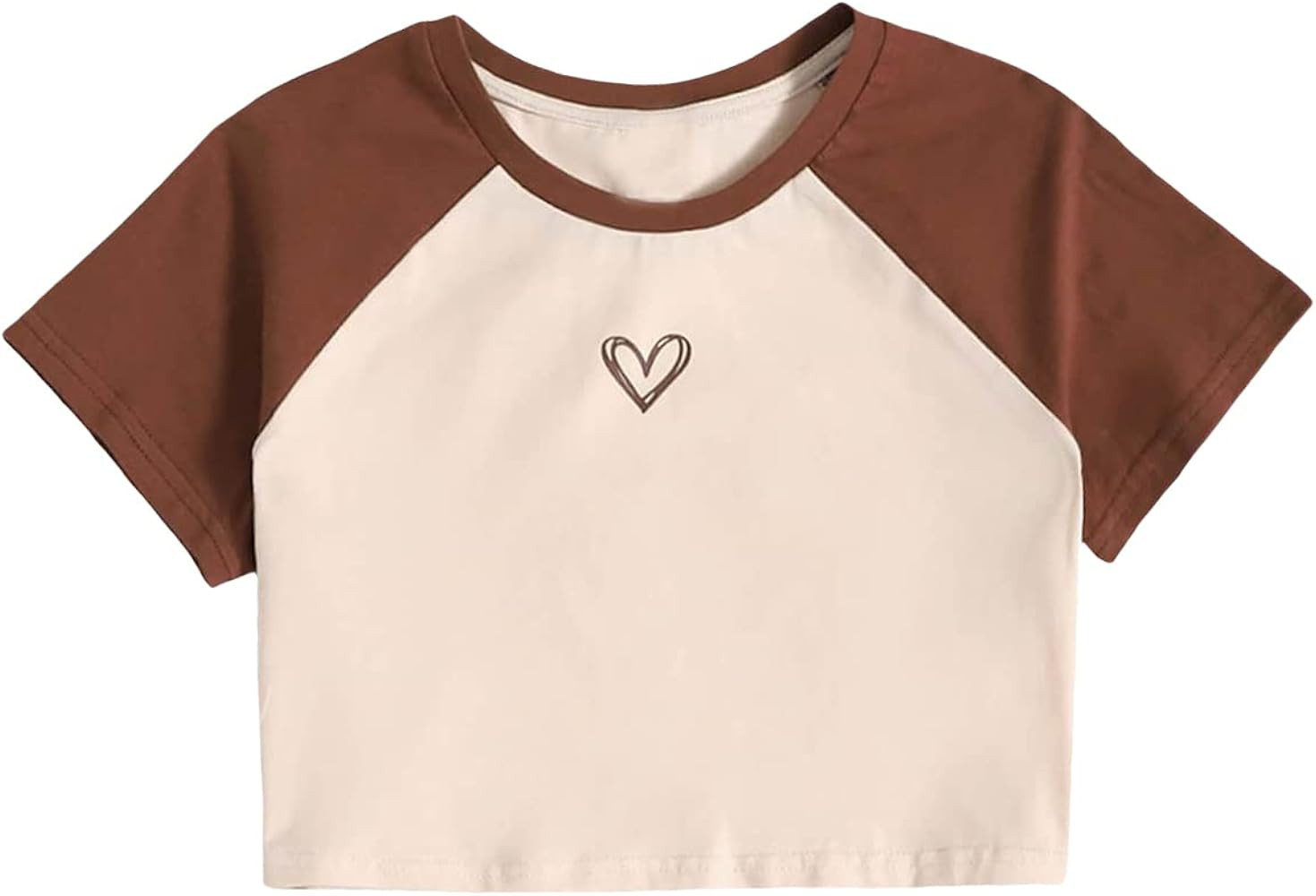 Amazon.com: Floerns Girls Summer Print Short Sleeve Round Neck Crop Tops Tee Shirts Beige 8Y: Clo... | Amazon (US)
