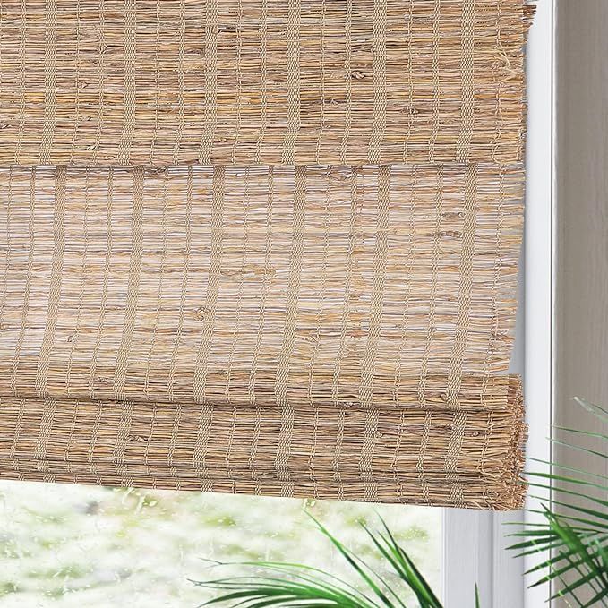 Yin Yang Cordless Blackout Bamboo Roman Shades, Light Filtering Natural Woven Wood Window Shades,... | Amazon (US)