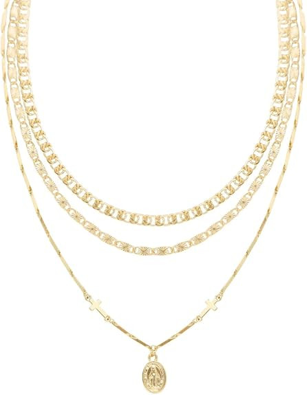 Ettika Chain Necklace for Women. Mixed Layers 18k Gold Plated Necklace with Pendant. Fashion Jewe... | Amazon (US)