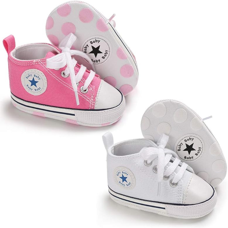 Save Beautiful Baby Girls Boys Canvas Sneakers Soft Sole High-Top Ankle Infant First Walkers Crib... | Amazon (US)