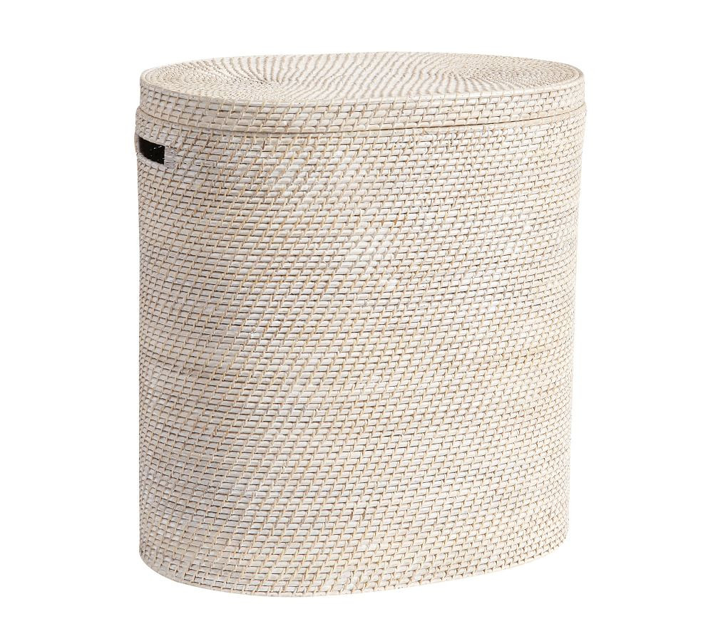 Tava Handwoven Rattan Divided Hamper | Pottery Barn (US)