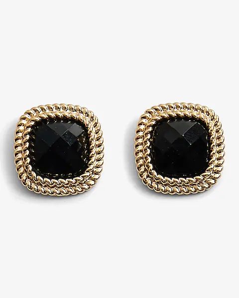 Black Stone Stud Earrings | Express