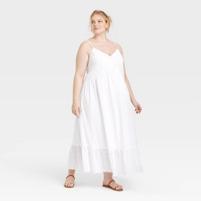 Women's Eyelet Maxi Sundress - Universal Thread™ White 1X | Target