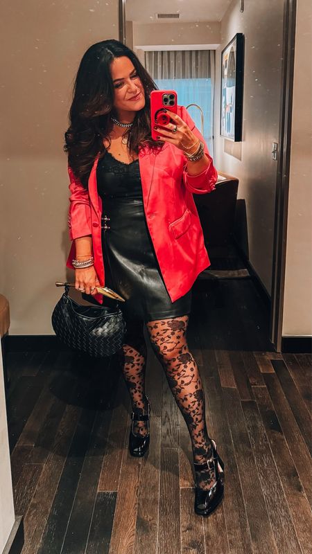 Fall outfit, blazer, leather crop top, midsize outfit, curvy style, anthro, tights, Mary Jane shoes, Amazon, express, makeup routine, concealer, fall makeup 

#LTKmidsize #LTKstyletip #LTKCon