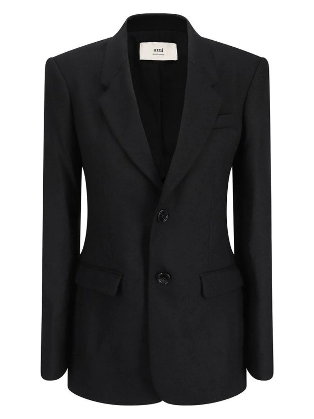 Ami Paris Women's 2 Button Black Blazer Blazer in Noir | Size 38 | FBV107WV0026001001 | LOZURI
