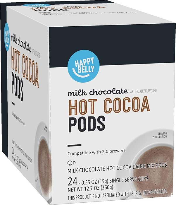 Happy Belly Hot Cocoa Pods, Milk Chocolate, 24 Count | Amazon (US)