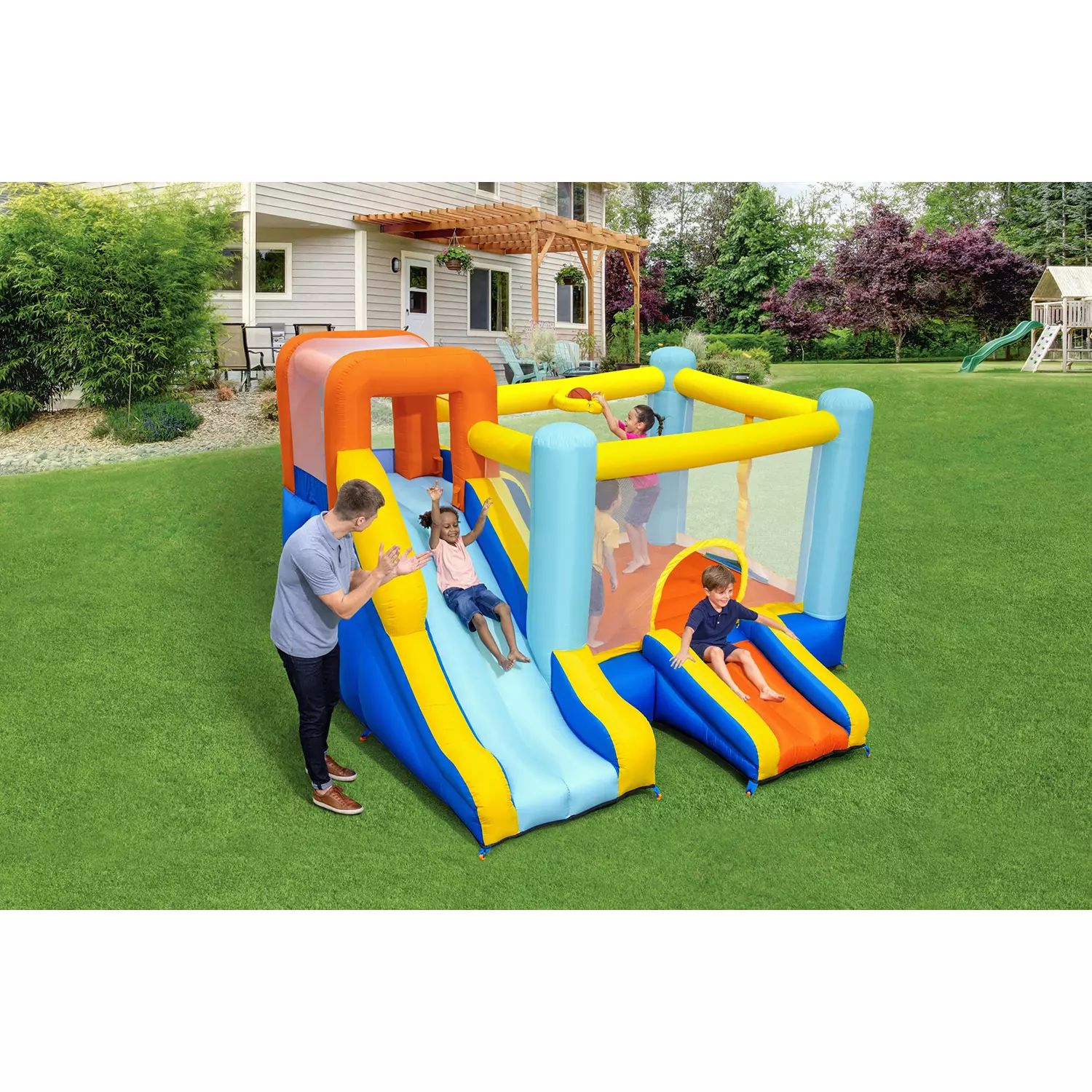 Wonder Hoops 10' Inflatable Bounce House Park with Basketball and Slide | Sam's Club