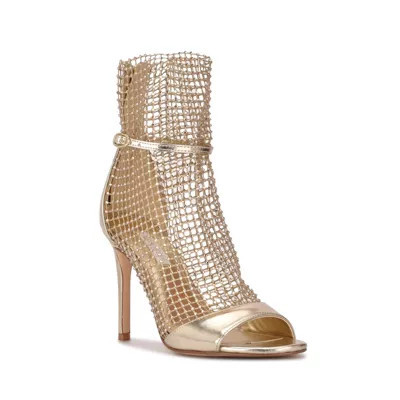 Nine West Women's Imery Mesh Peep Toe Booties, Gold, 8.5M | Belk