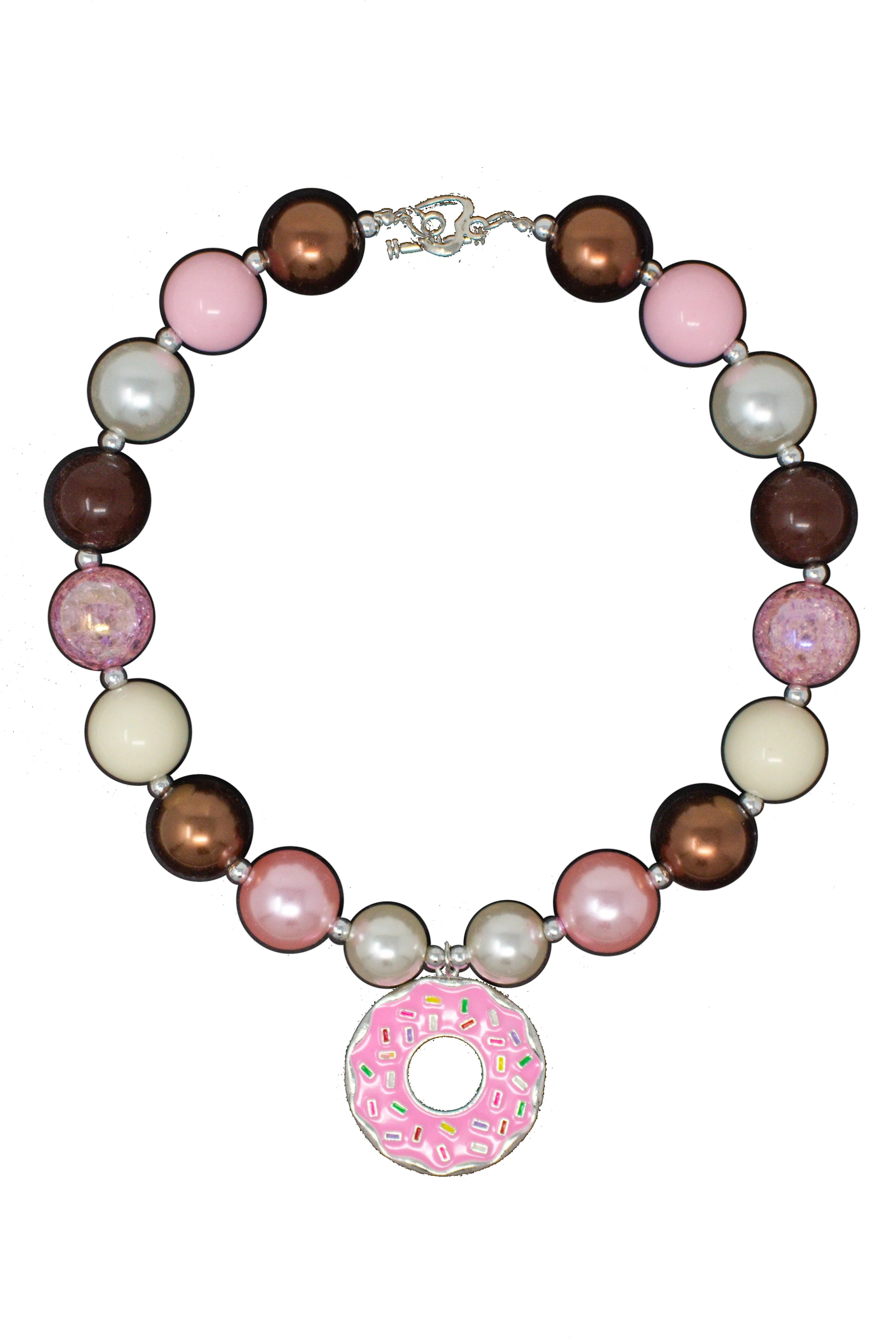 Pink & Brown Pearl Donut Bubblegum Necklace | Sparkle In Pink
