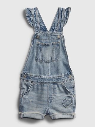 Toddler Ruffle Denim Shortalls with Washwell™ | Gap (US)