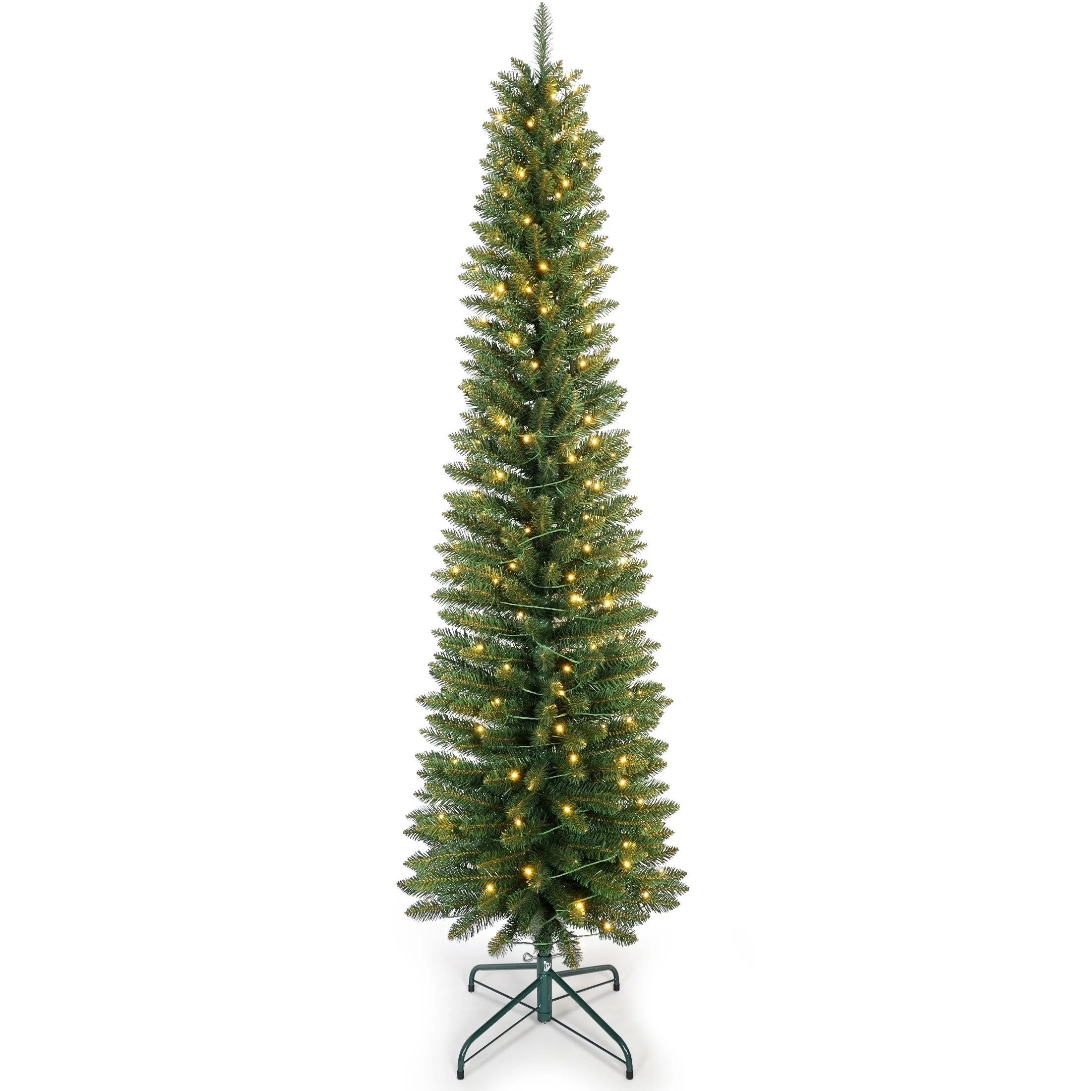 5FT Pre-Lit Pencil Christmas Tree, Bringstar Artificial Green Xmas Trees, 100 LED Warm White Ligh... | Walmart (US)