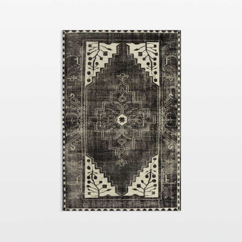Anice Black Hand Knotted Oriental-Style Area Rug 6'x9' + Reviews | Crate & Barrel | Crate & Barrel