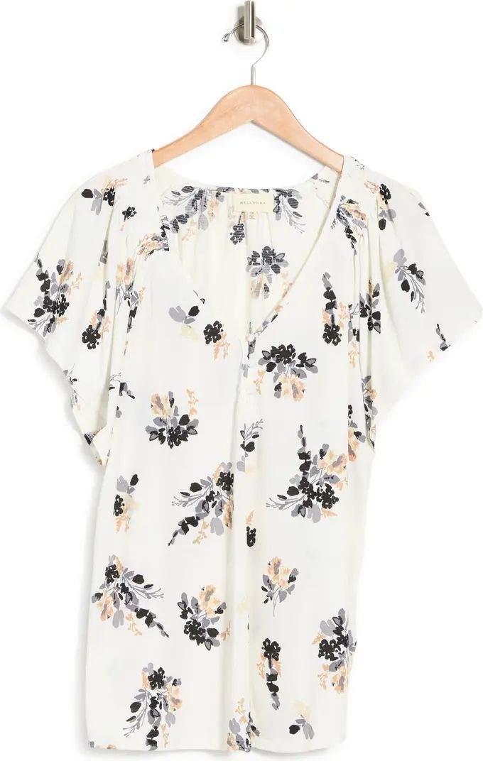 MELLODAY Short Sleeve Smock Shoulder V-Neck Top | Nordstromrack | Nordstrom Rack