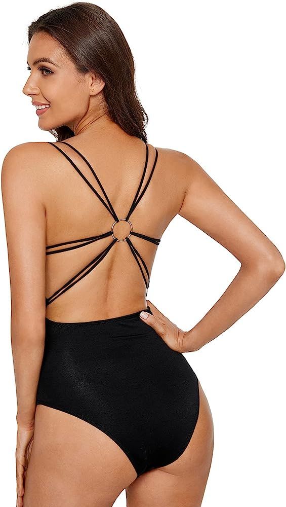 Verdusa Women's Sleeveless Scoop Neck Strappy Backless Bodysuit | Amazon (US)