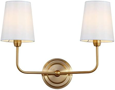 Safavieh SCN4015A Ezra Brass Gold 2-Light Wall (LED Bulbs Included) Sconce | Amazon (US)