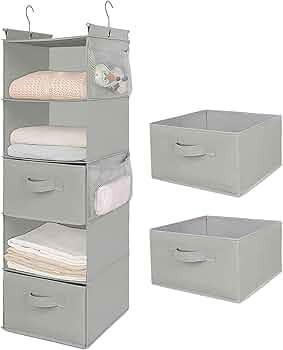 MAX Houser 5 Tier Shelf Hanging Closet Organizer, Cloth Hanging Shelf with 2 Sturdy Hooks for Sto... | Amazon (US)
