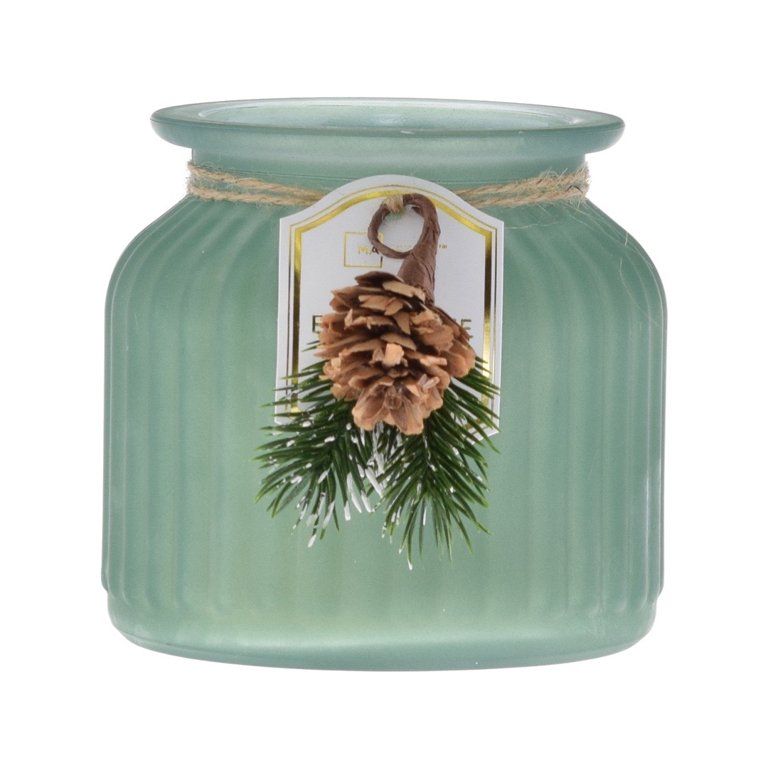 Mainstays Fall Farmhouse Scented 2-Wick Ribbed Green Pagoda Jar 17.5oz with pick | Walmart (US)