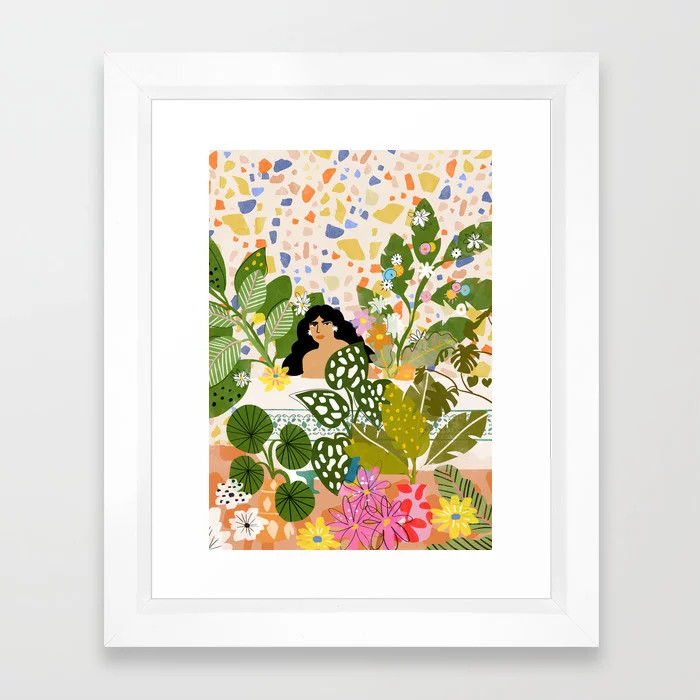Bathing with Plants Framed Art Print by aljahorvat | Society6